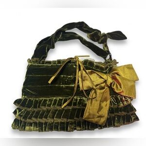 Y2K Vintage Emerald Crushed Velvet Handbag
